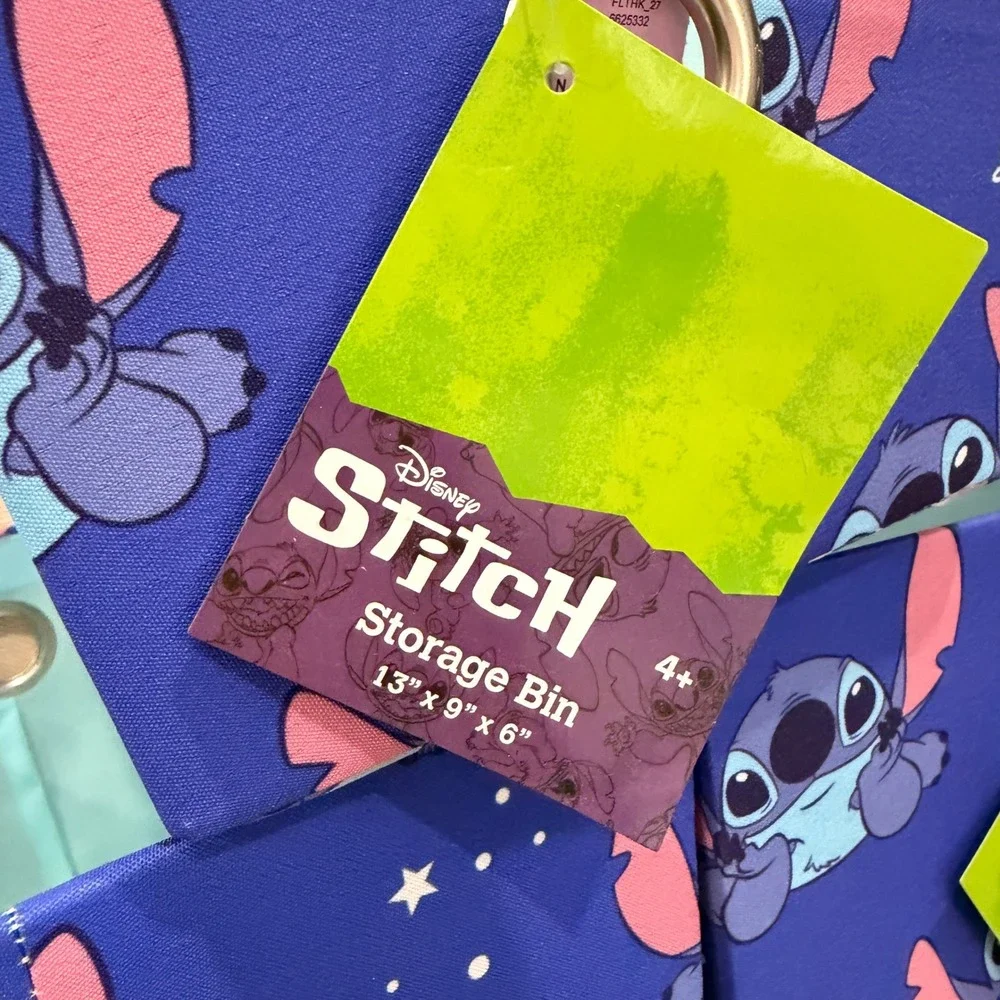 NEW Disney Stitch Storage Bin Set of 3 Blue Galaxy Space‎ Fabric Organizers